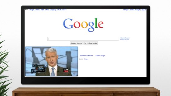 В новой версии Google TV реализован одновременный просмотр TV и веб-страниц